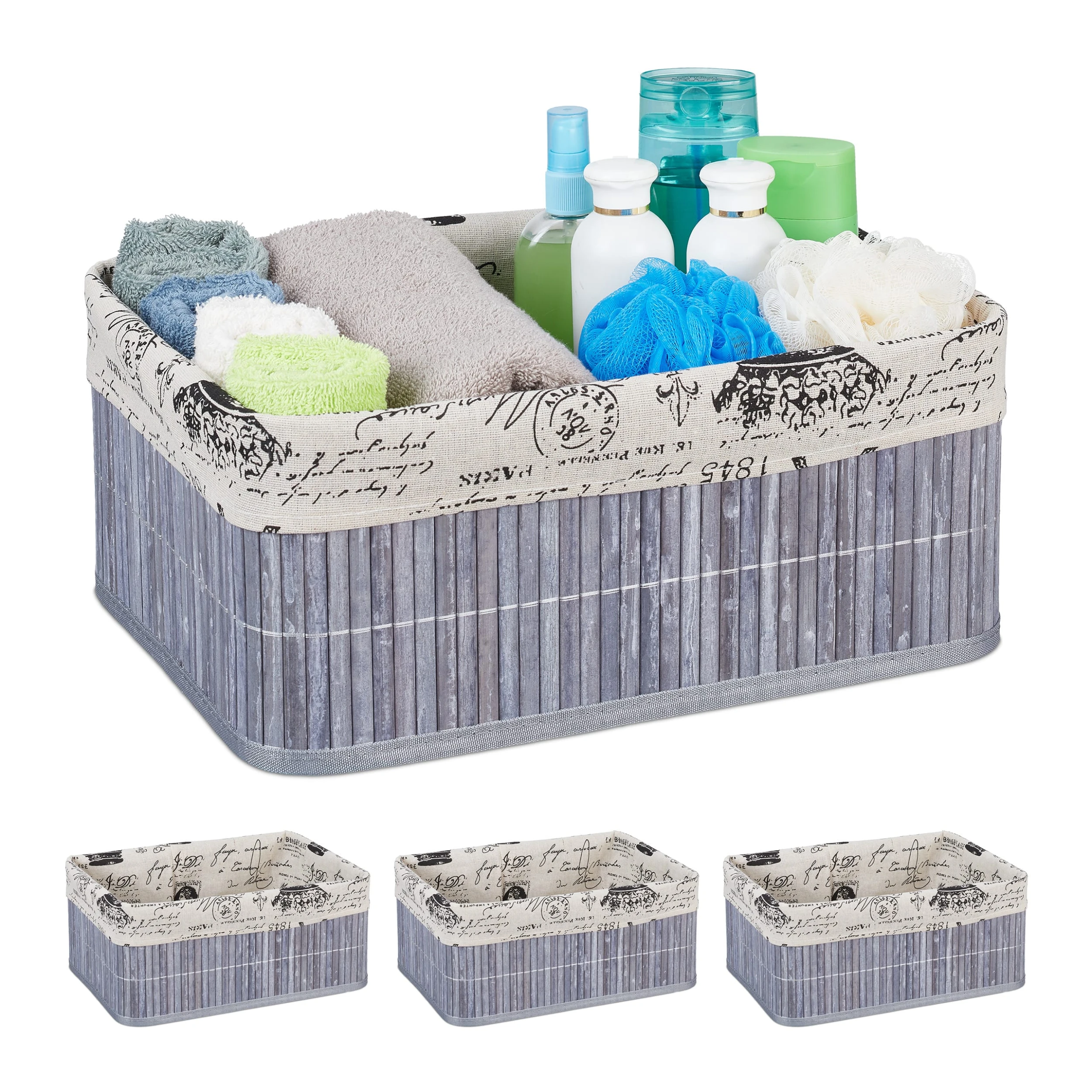 Relaxdays 4 X Aufbewahrungskorb In Grau - (B)38 X (H)16,5 X (T)28,5 Cm – Bild 8