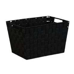 Relaxdays 4 X Aufbewahrungskorb In Schwarz - (B)35x (H)22 X (T)25,5 Cm