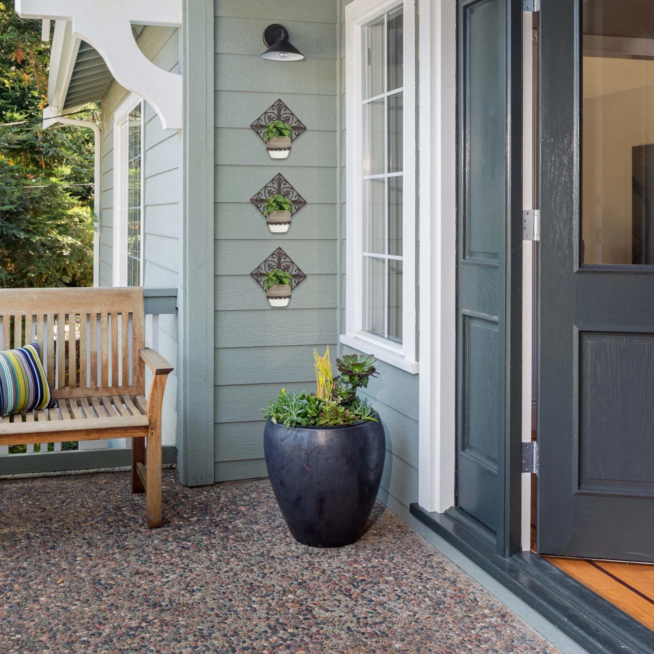 Relaxdays 4 X Blumenhalter In Dunkelbraun - Ø 13 Cm – Bild 5