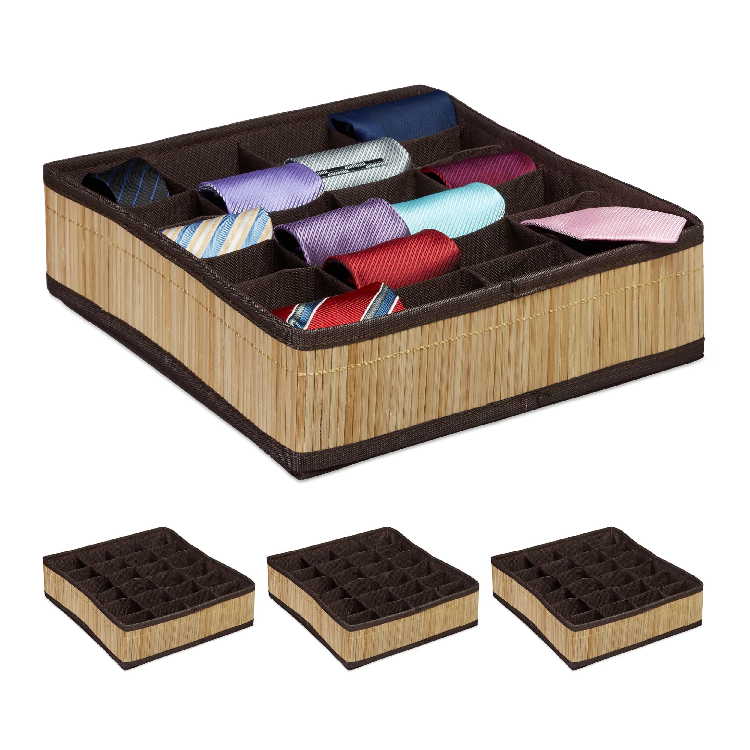 Relaxdays 4 X Krawattenbox In Natur/ Braun – Bild 7