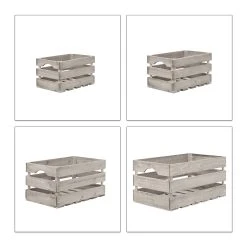 Relaxdays 4er Set Shabby-Kiste In Grau