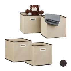 Relaxdays 4x Faltbox In Beige - (B)30 X (H)30 X (T)30 Cm