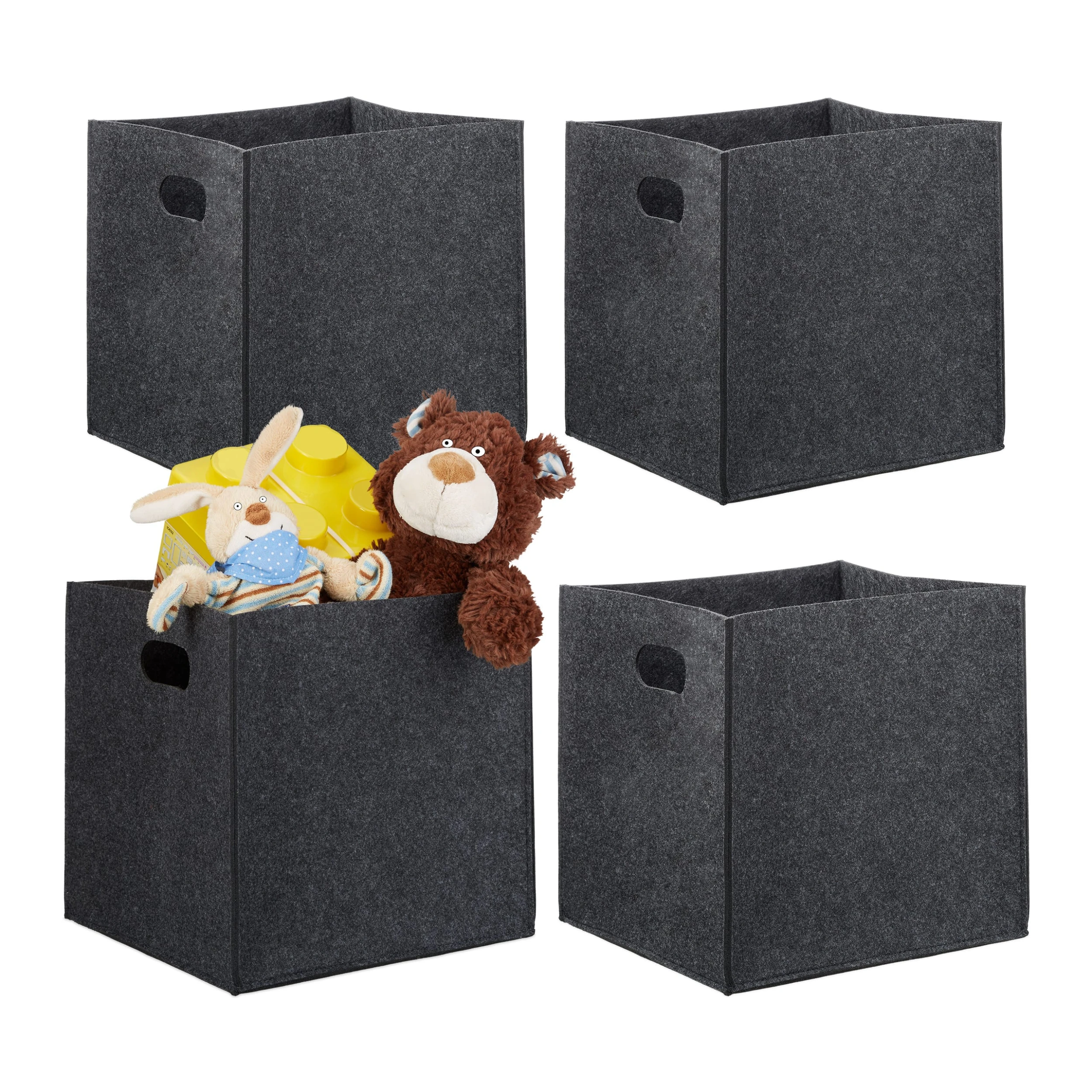 Relaxdays 4x Filzkörbe In Anthrazit - (B)30 X (H)30 X (T)30 Cm – Bild 6