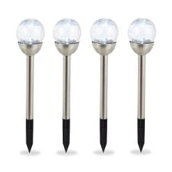 Relaxdays 4x Gartenleuchte "weißes Licht" In Silber