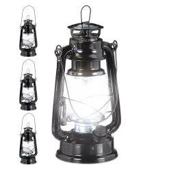 Relaxdays 4x Sturmlaterne LED In Schwarz