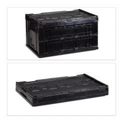 Relaxdays 4x Transportbox In Schwarz - 60 L