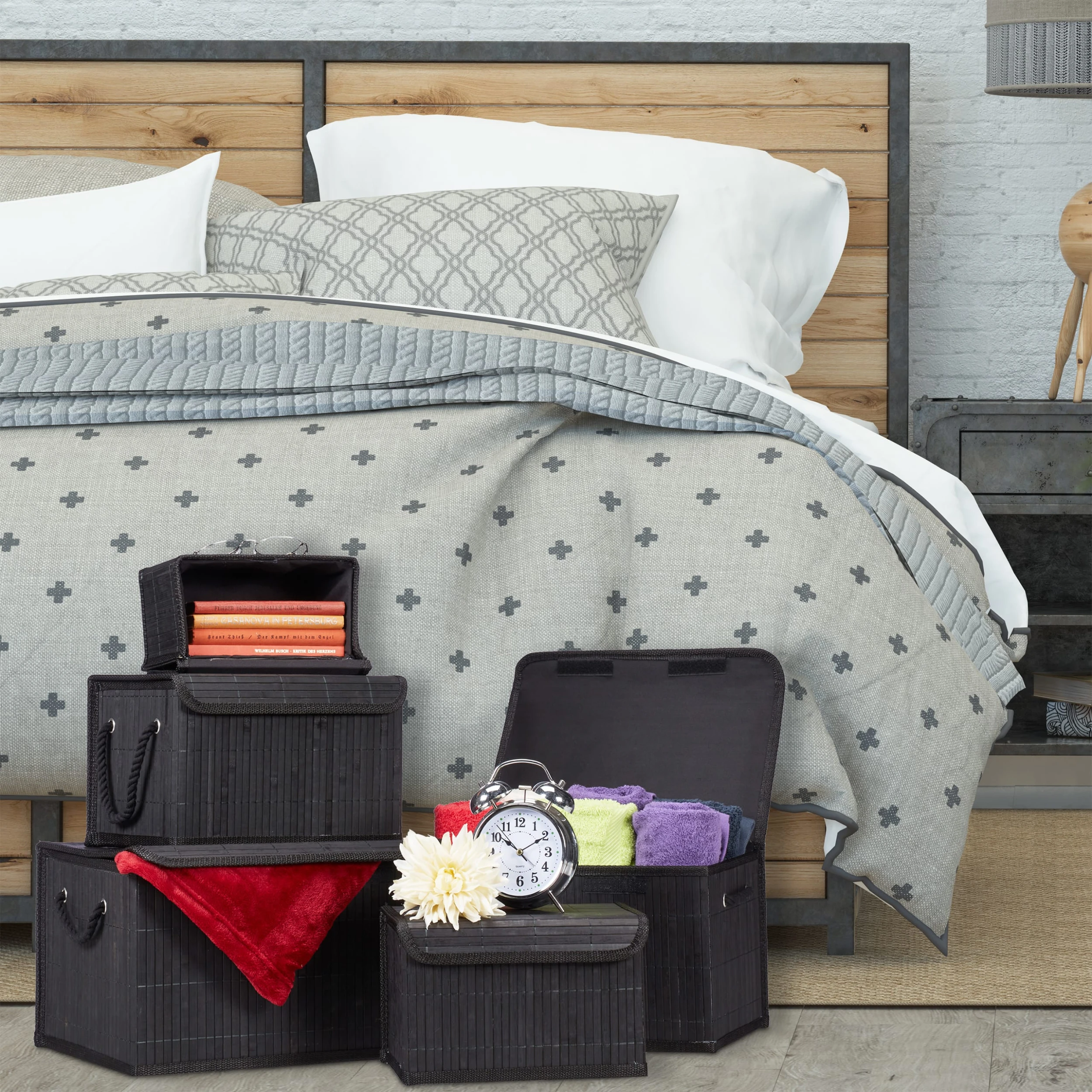 Relaxdays 5-tlg. Aufbewahrungskorb In Schwarz – Bild 2