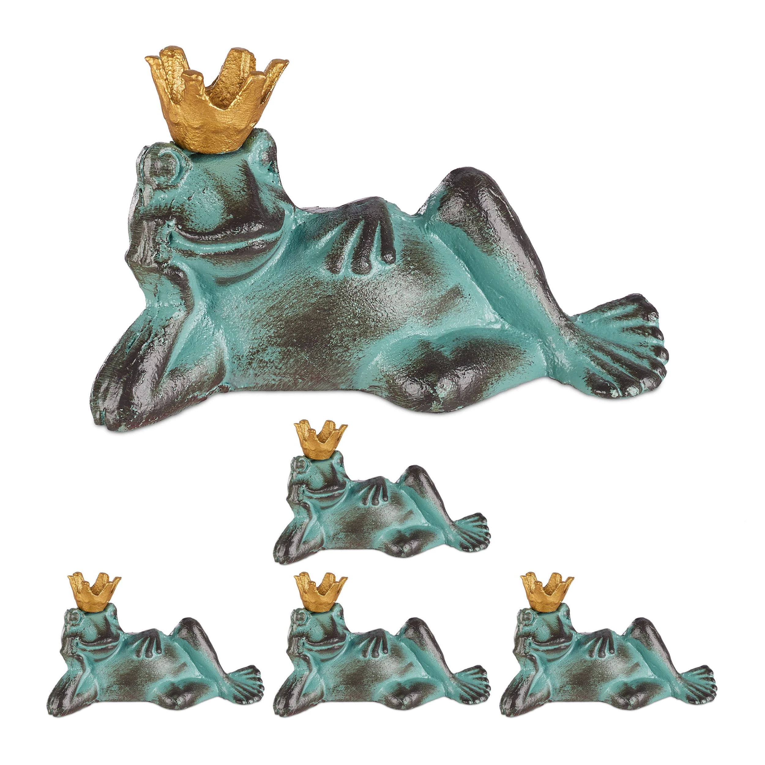 Relaxdays 5 X Gartenfigur Froschkönig In Grün - Größe L – Bild 8