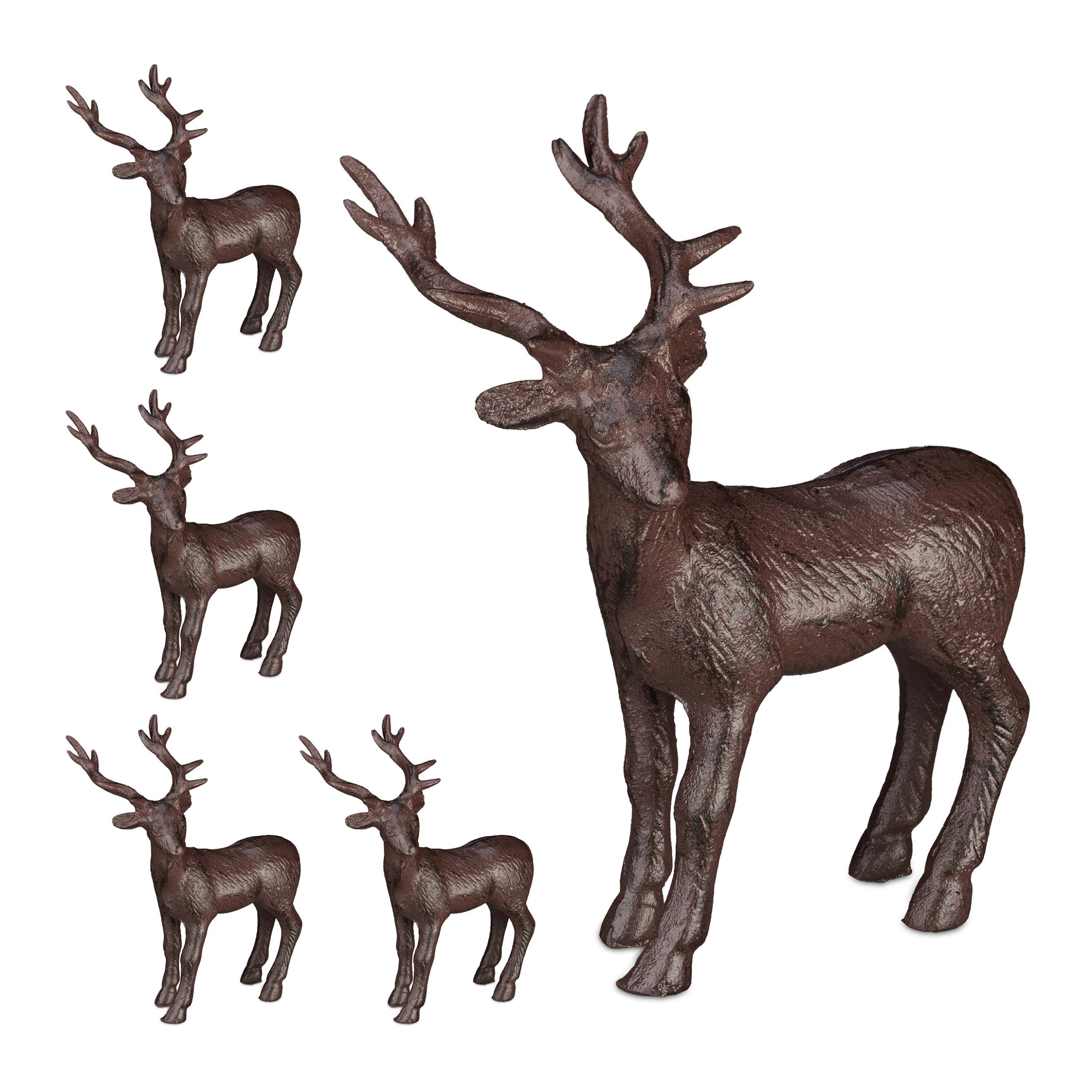 Relaxdays 5 X Hirsch Figur "stehend" In Braun – Bild 8