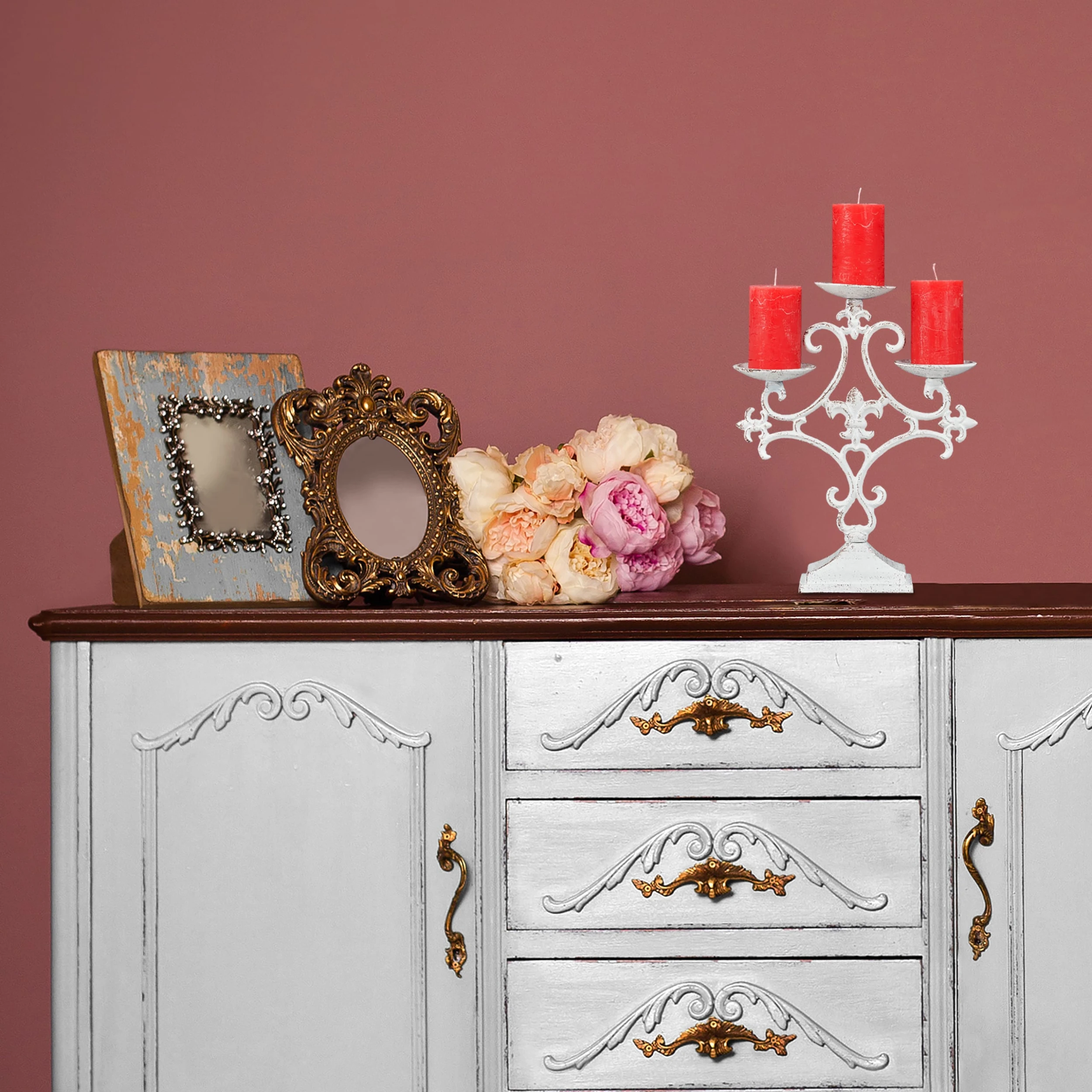 Relaxdays 5 X Kerzenständer In Weiß - (B)23x (H)28,5 X (T)7,5 Cm – Bild 2