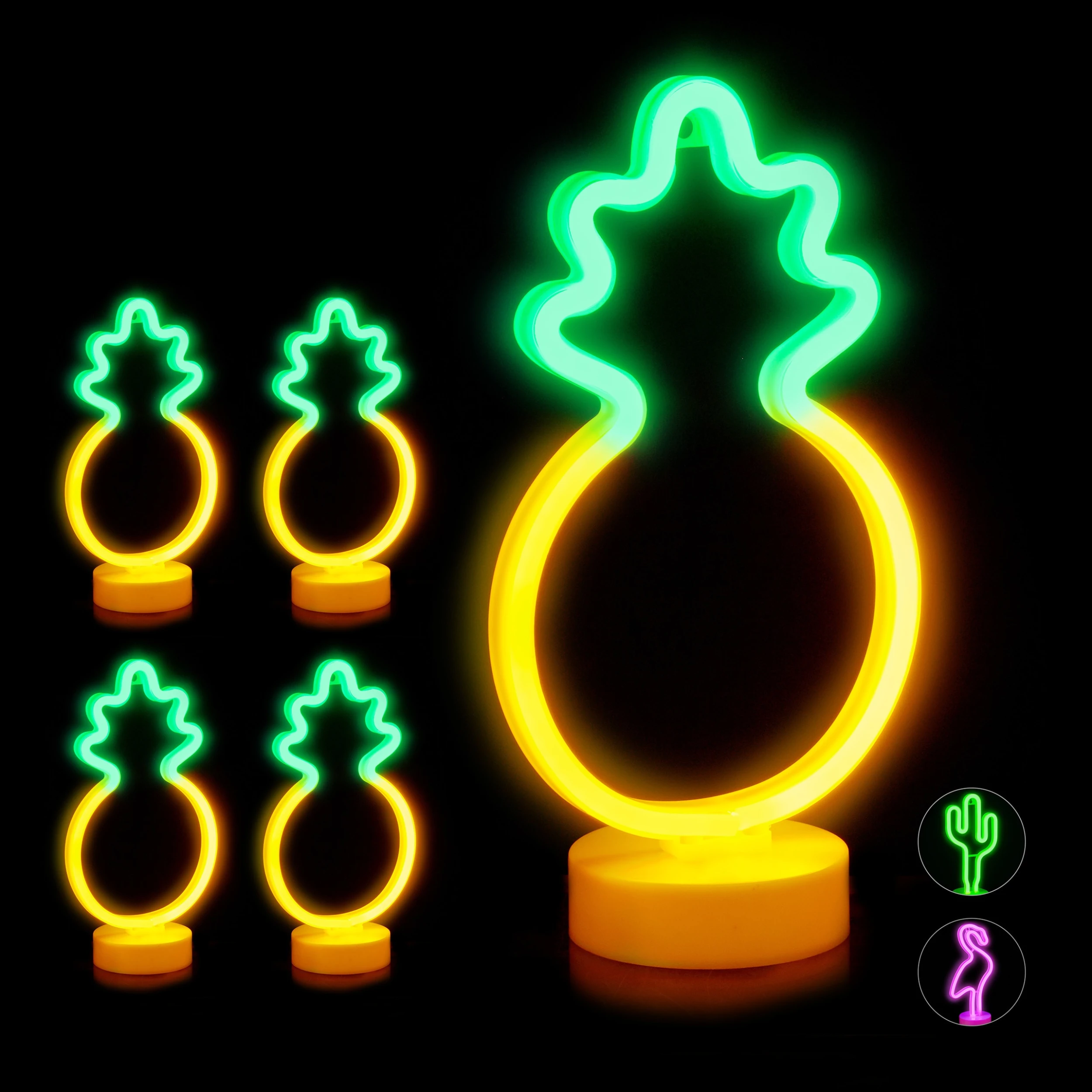 Relaxdays 5x LED-Neonlicht "Ananas" In Orange/Grün – Bild 8