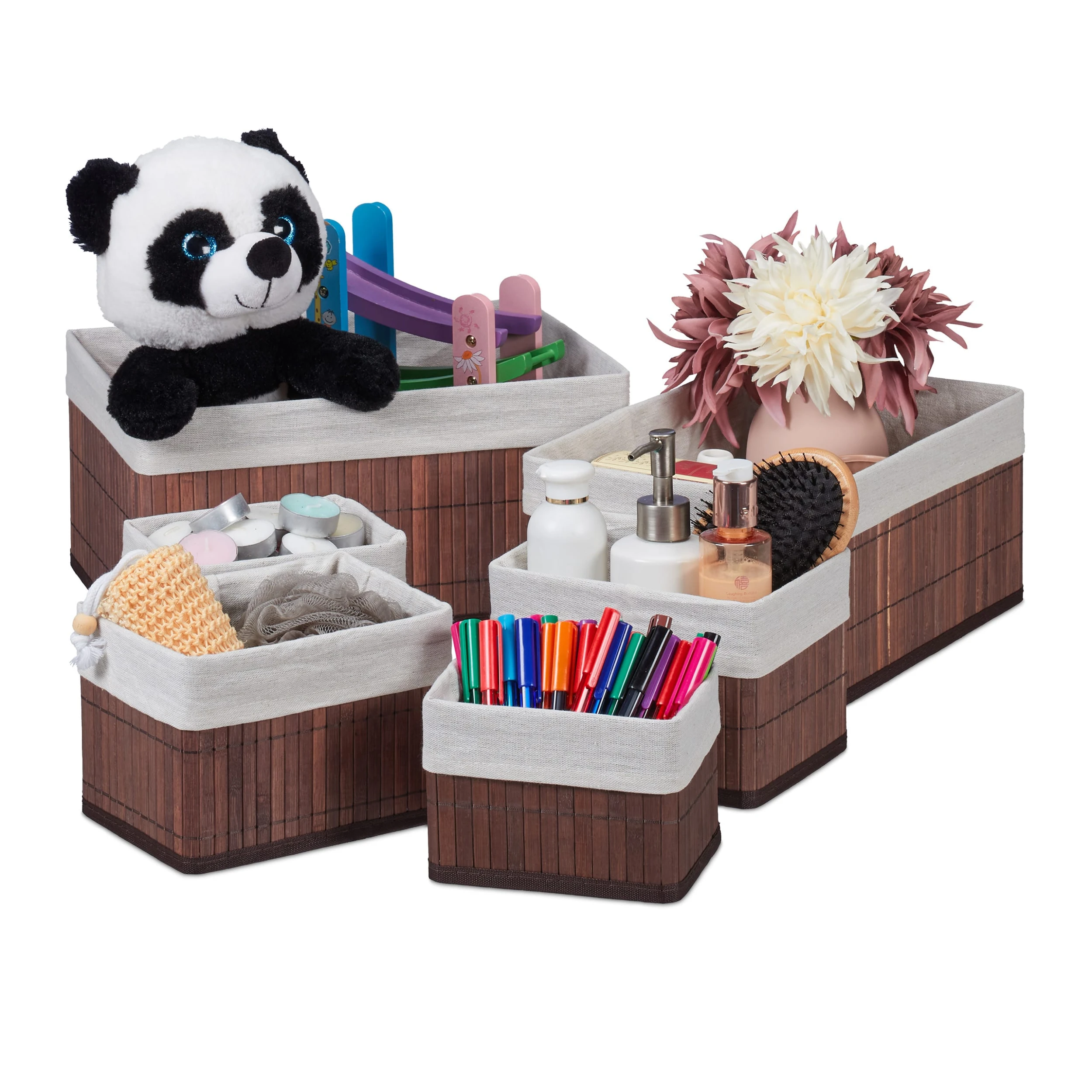 Relaxdays 6 Tlg. Aufbewahrungskorb Set In Braun – Bild 8