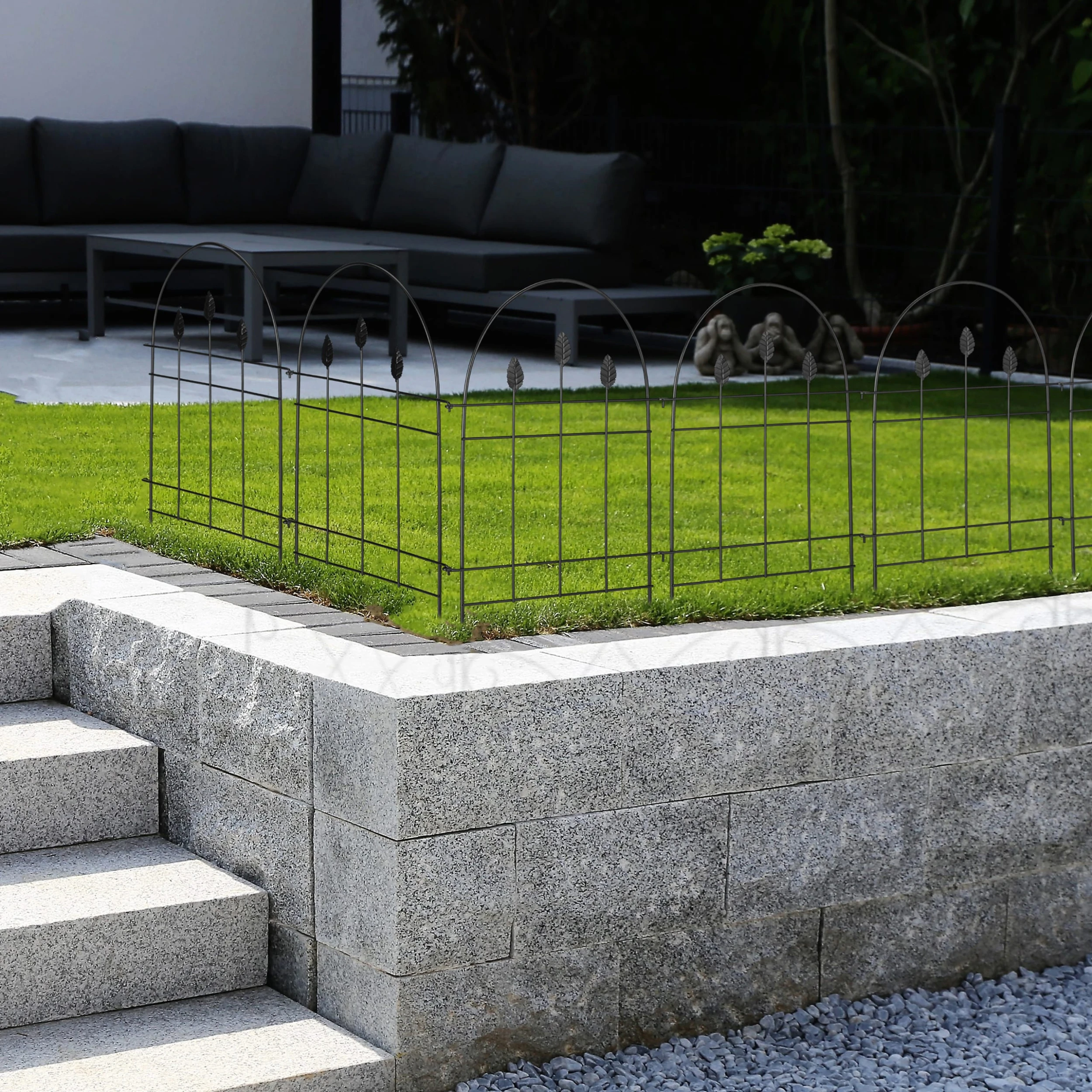 Relaxdays 6 X Beetzaun "Blätter" In Schwarz – Bild 2