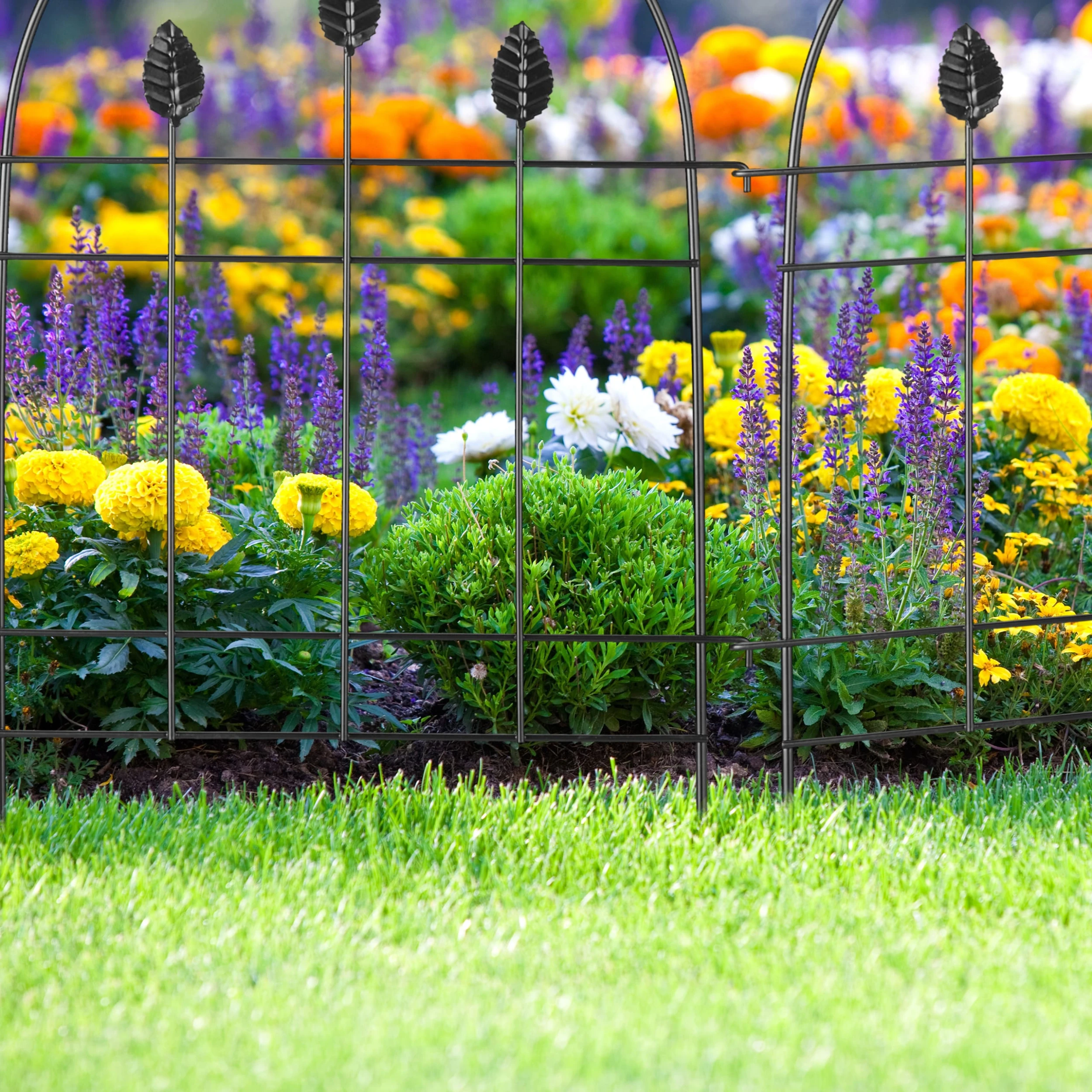 Relaxdays 6 X Beetzaun "Blätter" In Schwarz – Bild 5