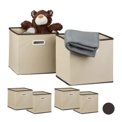 Relaxdays 6x Faltbox In Beige - (B)30 X (H)30 X (T)30 Cm