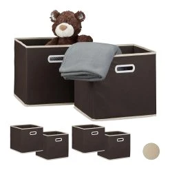 Relaxdays 6x Faltbox In Braun - (B)30 X (H)30 X (T)30 Cm