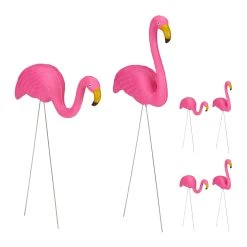 Relaxdays 6x Flamingo Figur In Pink