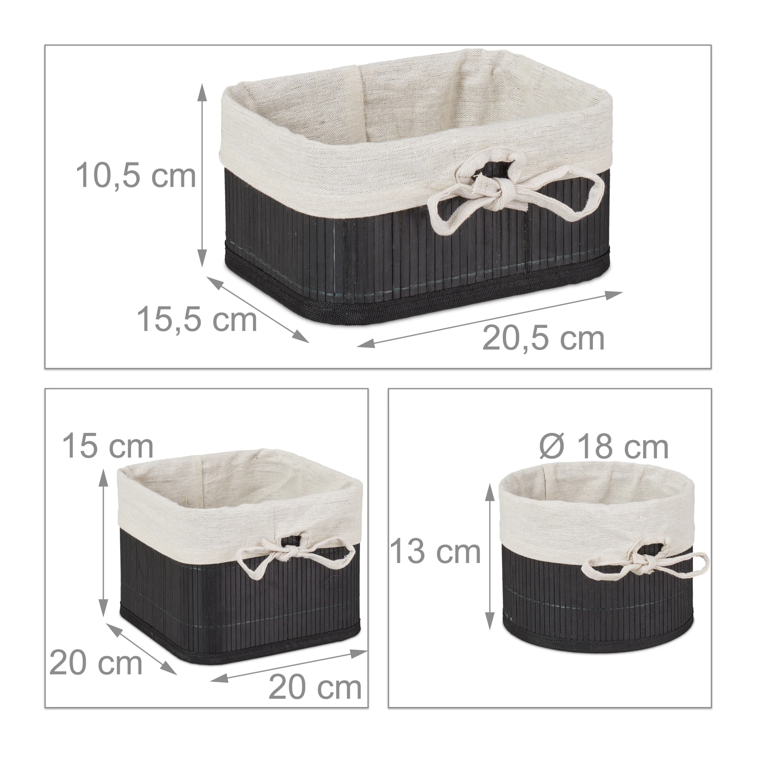 Relaxdays 8 Tlg. Aufbewahrungskorb Set In Schwarz/ Creme – Bild 5