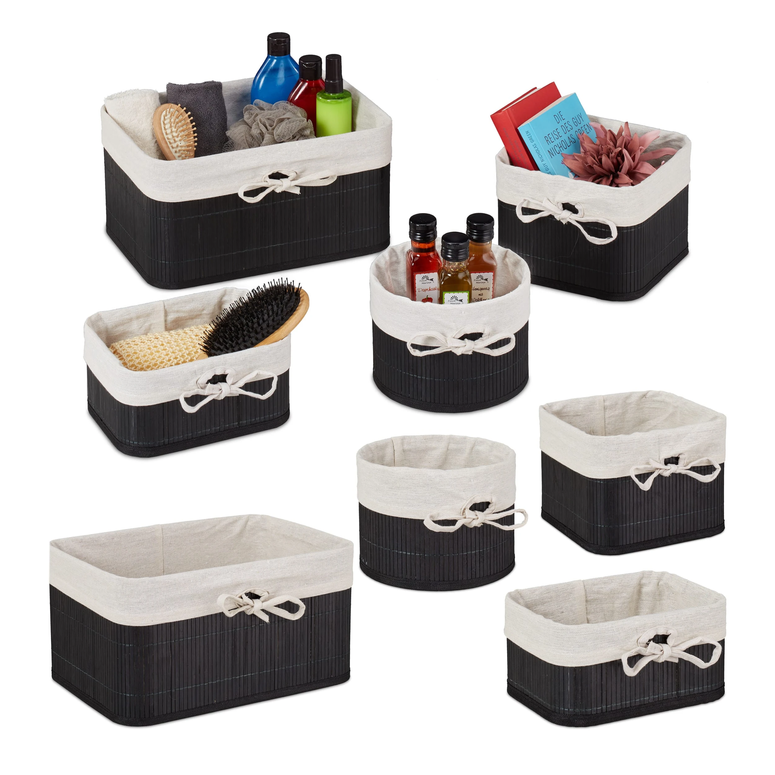 Relaxdays 8 Tlg. Aufbewahrungskorb Set In Schwarz/ Creme – Bild 7