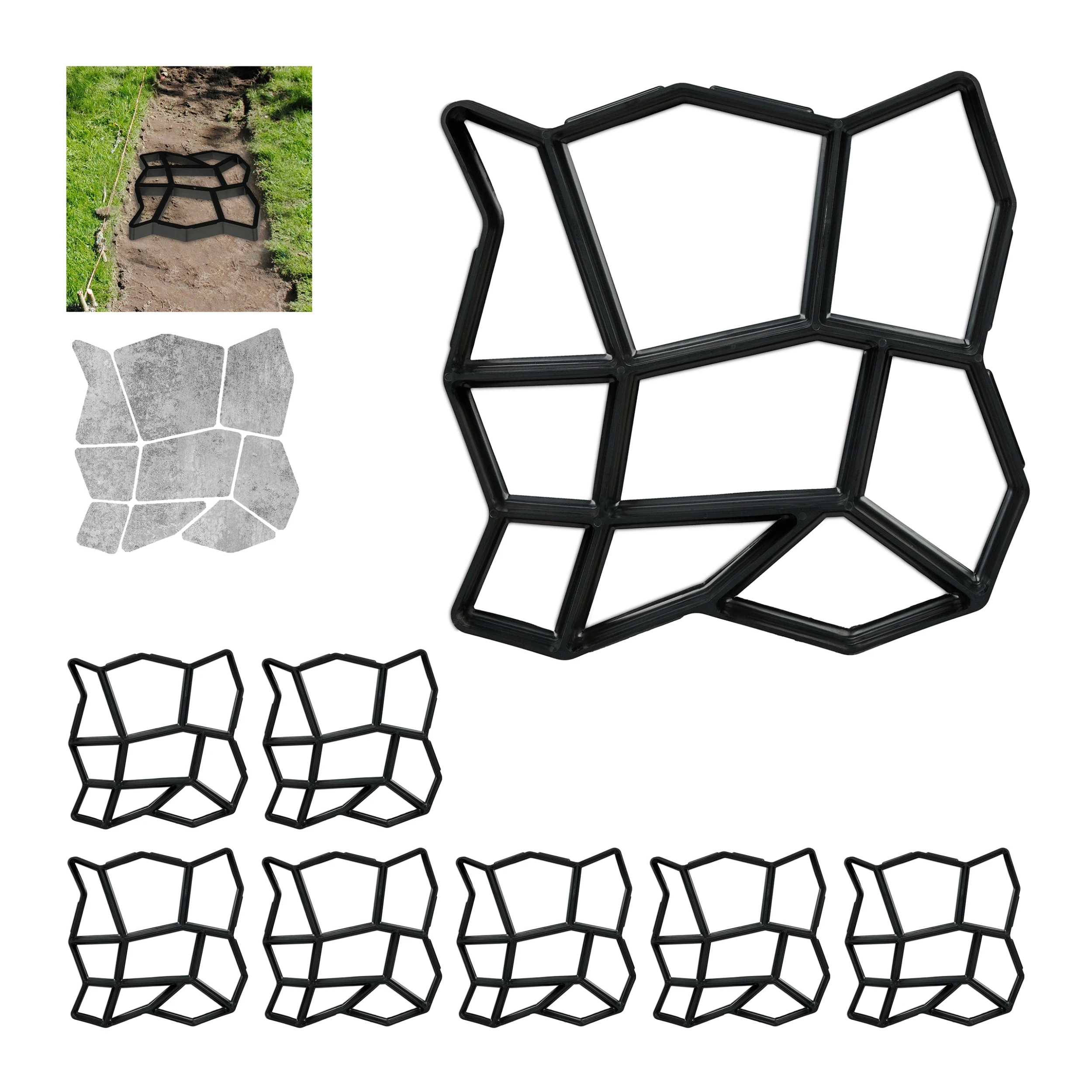 Relaxdays 8 X Pflasterform 9 Kammern In Schwarz - (B)35 X (T)35 Cm – Bild 8