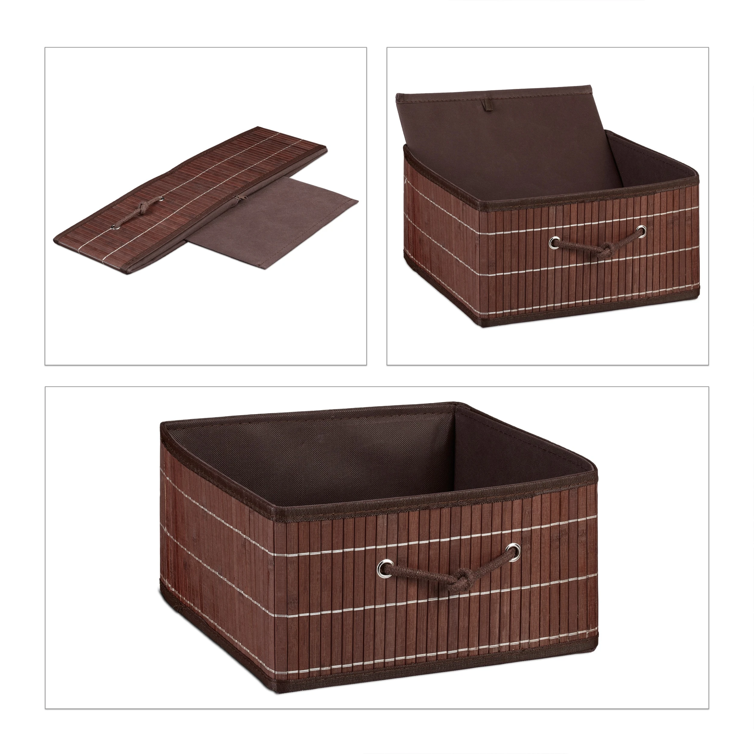 Relaxdays 8x Aufbewahrungskorb In Braun - (B)32 X (H)16,5 X (T)35 Cm – Bild 6