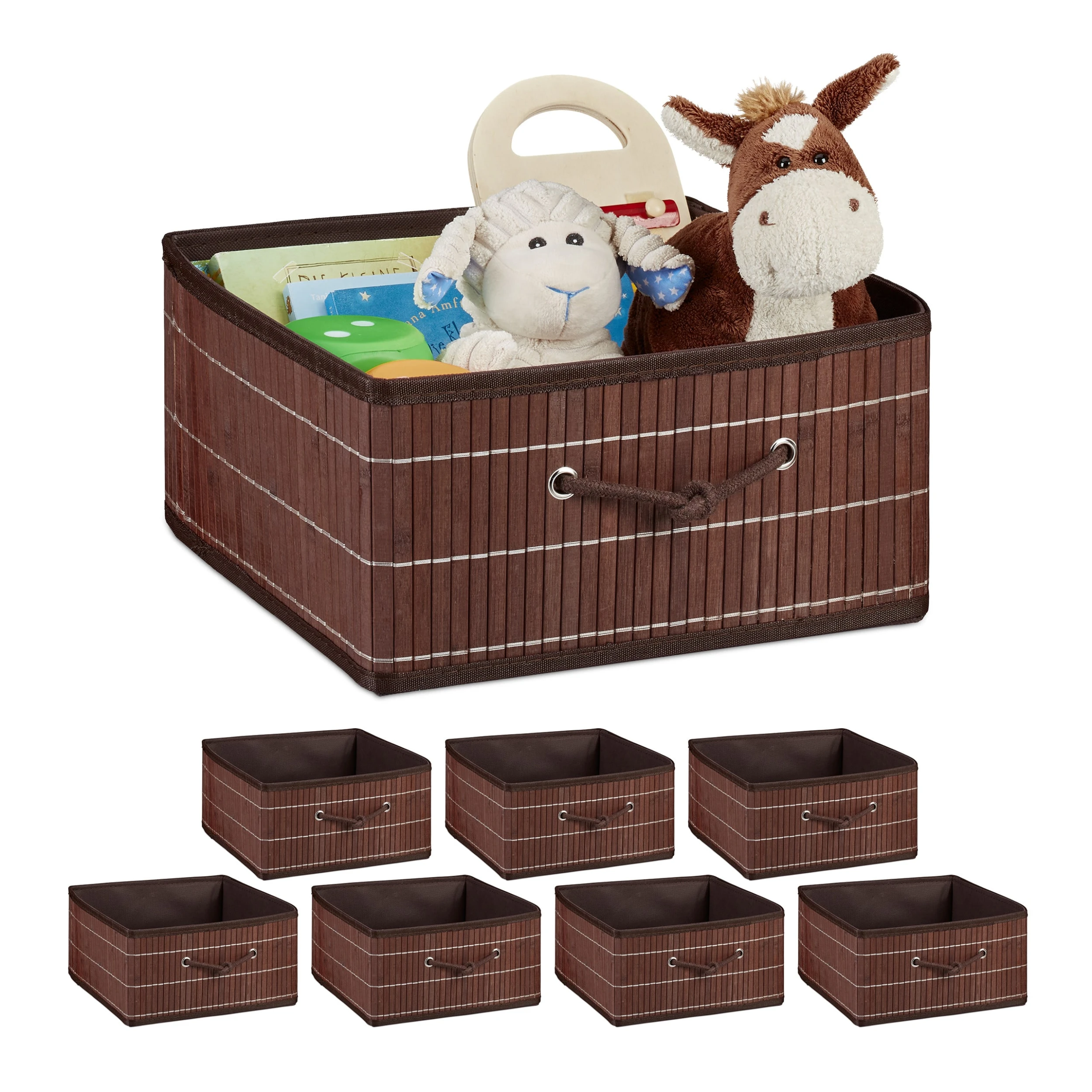 Relaxdays 8x Aufbewahrungskorb In Braun - (B)32 X (H)16,5 X (T)35 Cm – Bild 8