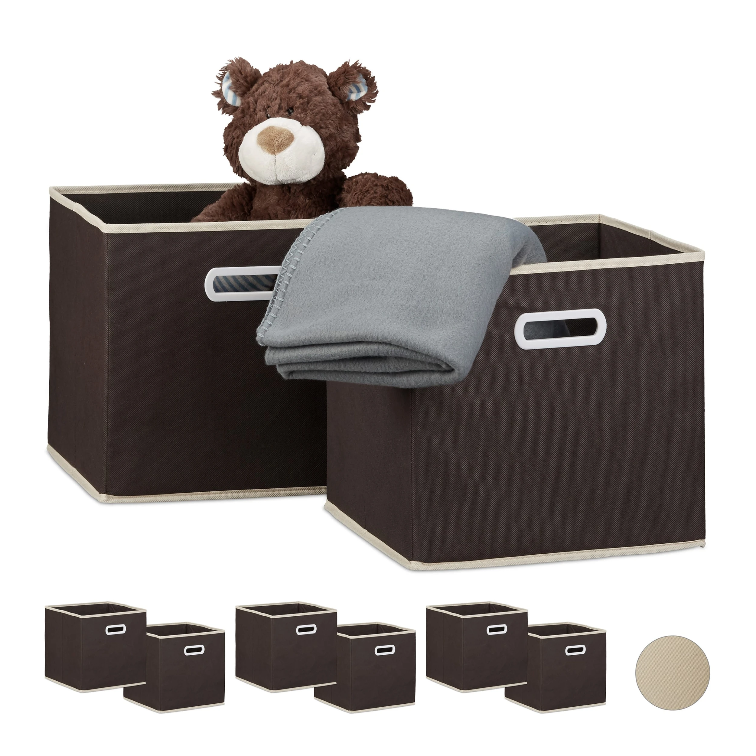 Relaxdays 8x Faltbox In Braun - (B)30 X (H)30 X (T)30 Cm