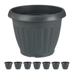 Relaxdays 8x Pflanzkübel In Anthrazit