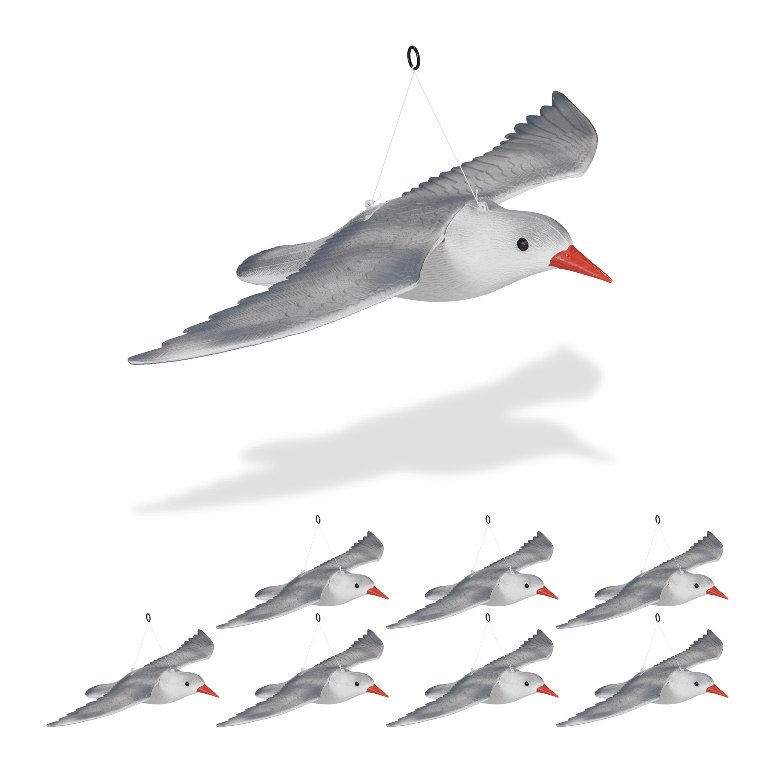 Relaxdays 8x Vogelschreck "Möwe" In Weiß/ Grau