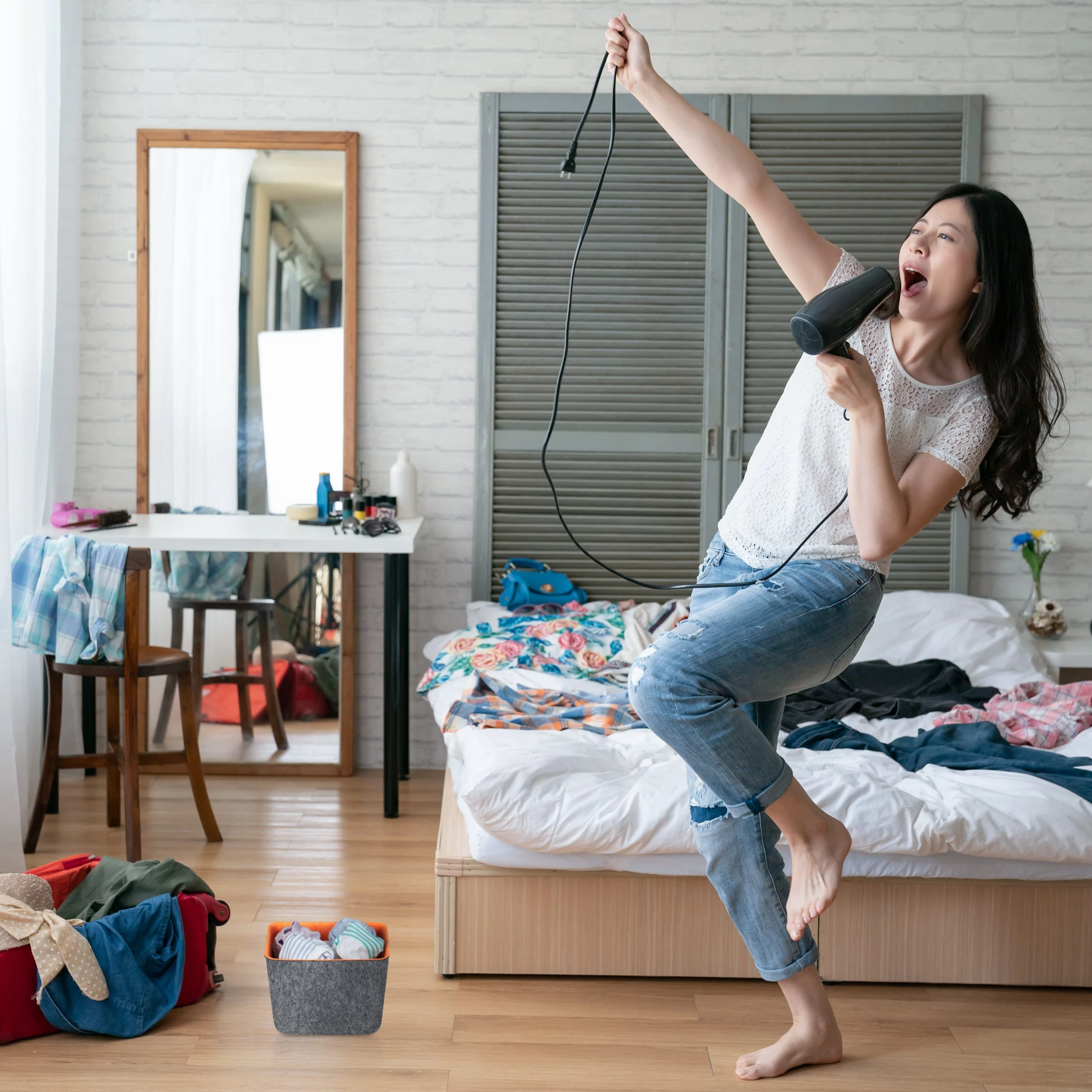 Relaxdays Aufbewahrungskorb In Grau/ Orange – Bild 3