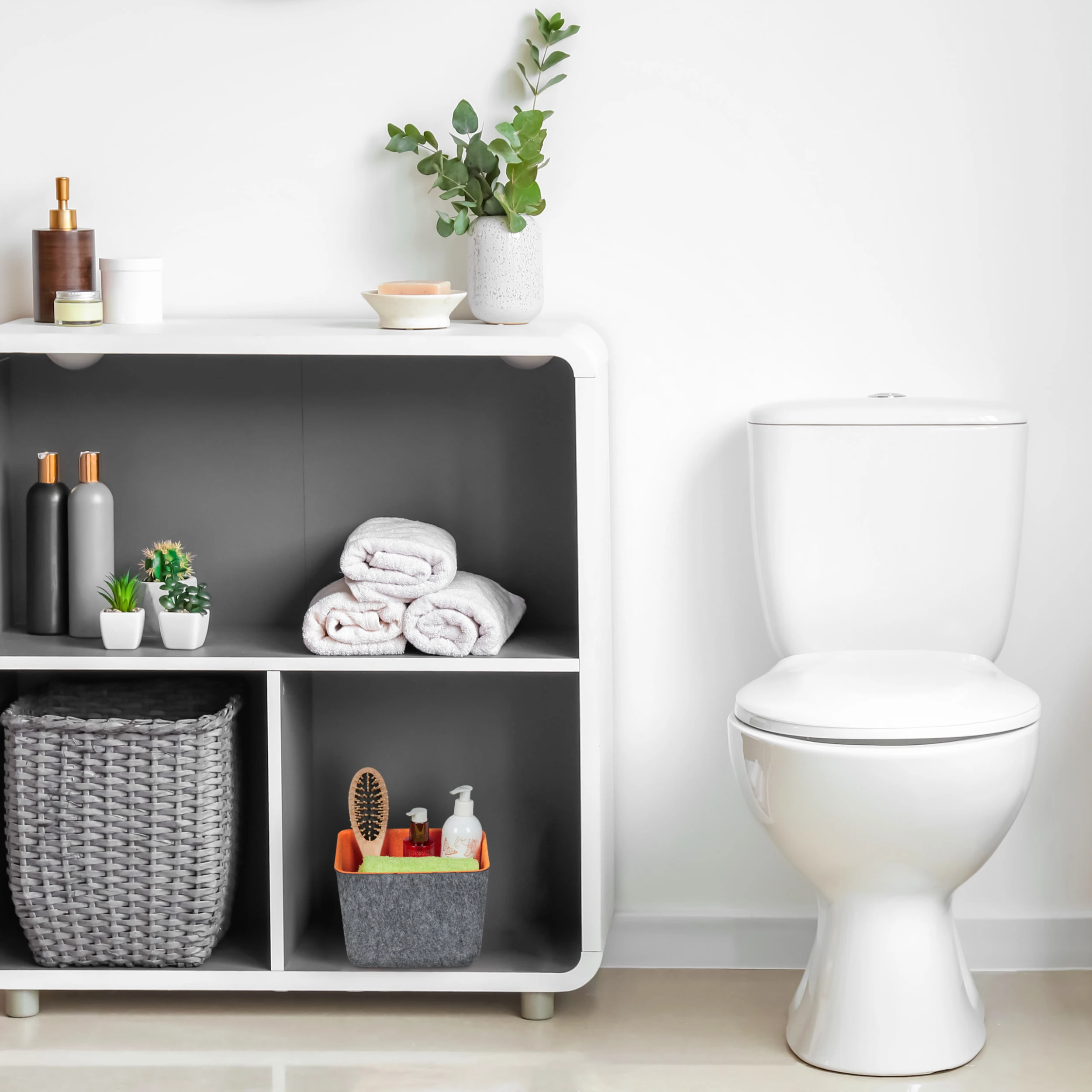 Relaxdays Aufbewahrungskorb In Grau/ Orange – Bild 5