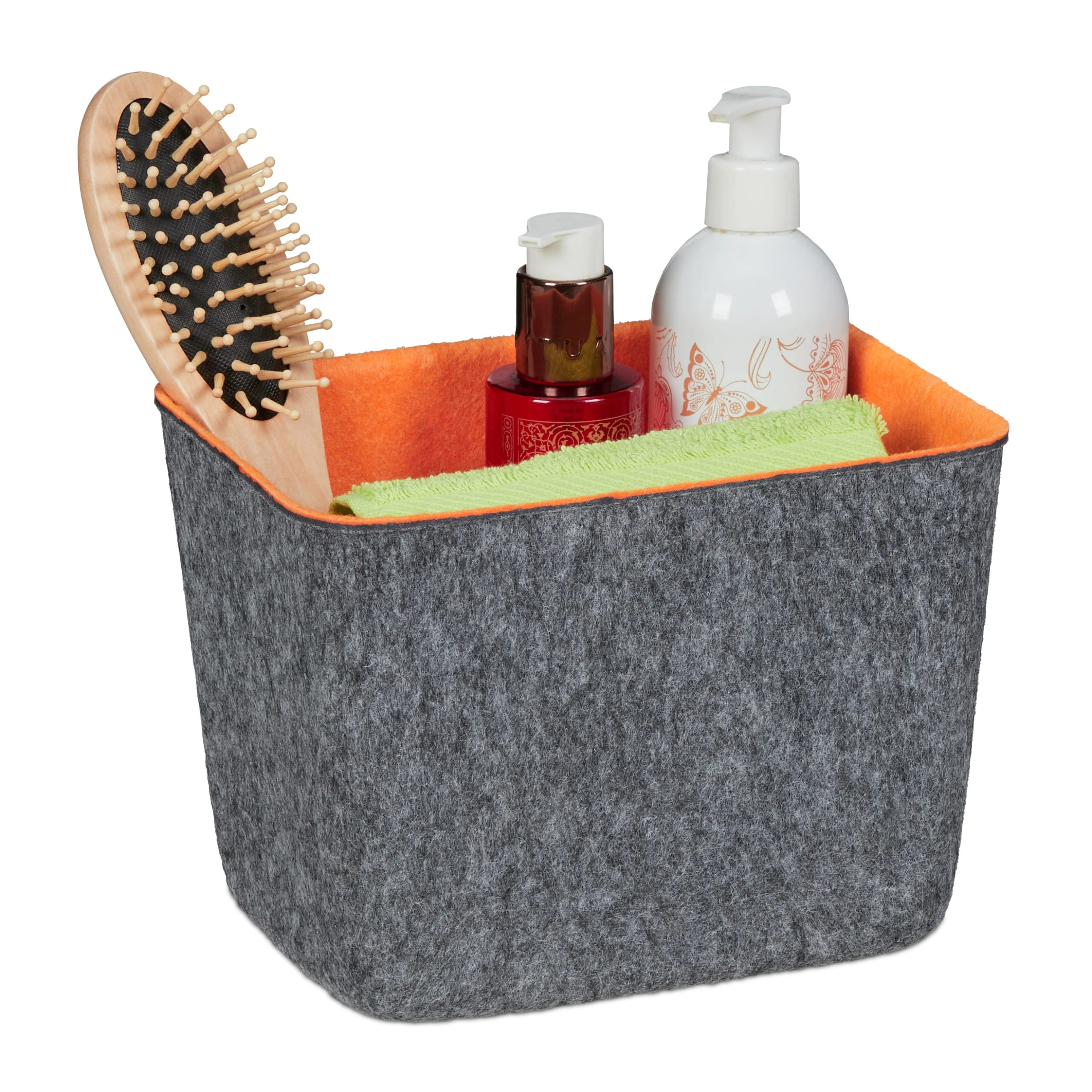 Relaxdays Aufbewahrungskorb In Grau/ Orange – Bild 7