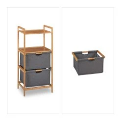 Relaxdays Badregal Mit Wäschekorb In Natur - (B)44 X (H)96 X (T)34 Cm