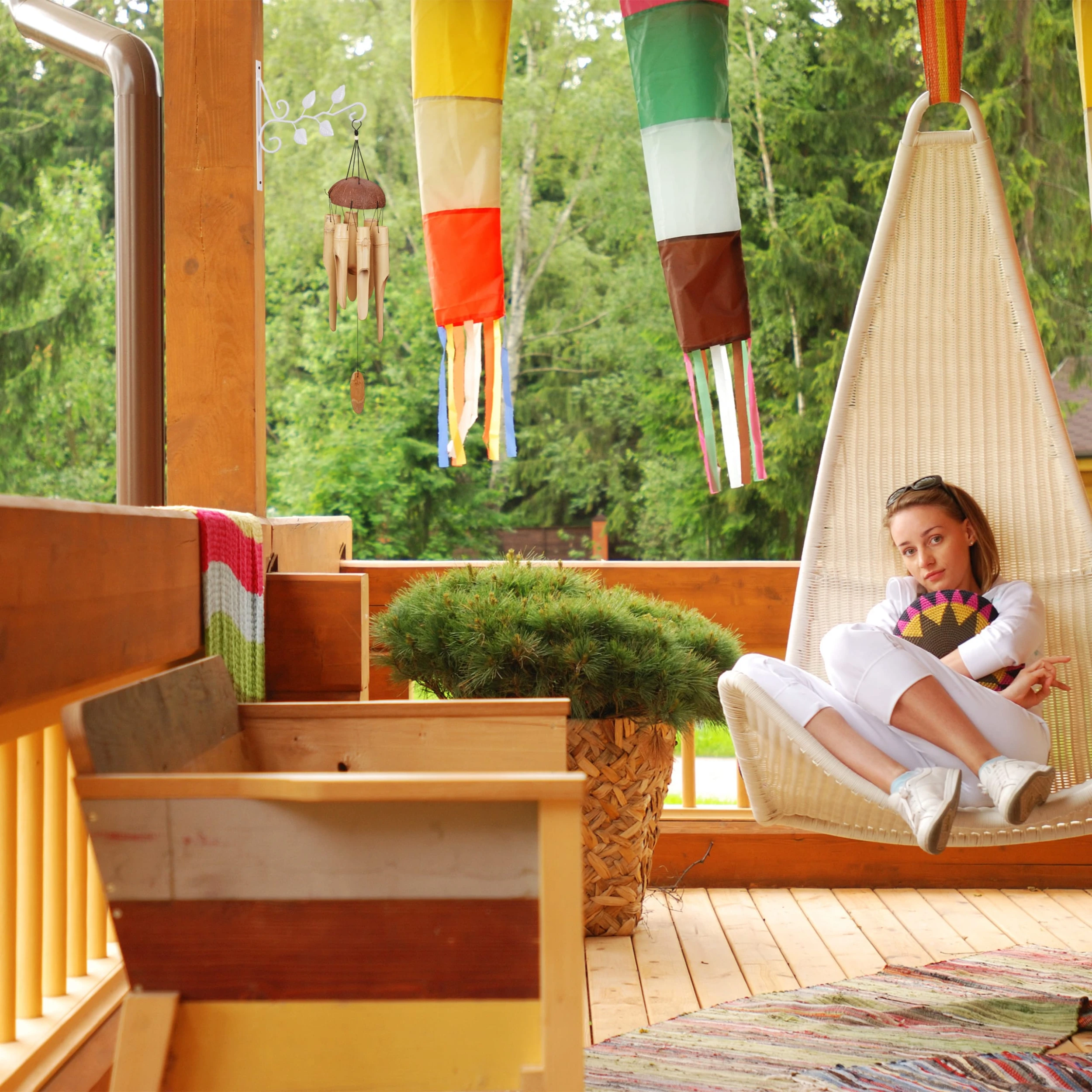 Relaxdays Blumenampelhalterung "Blätter" In Weiß – Bild 3