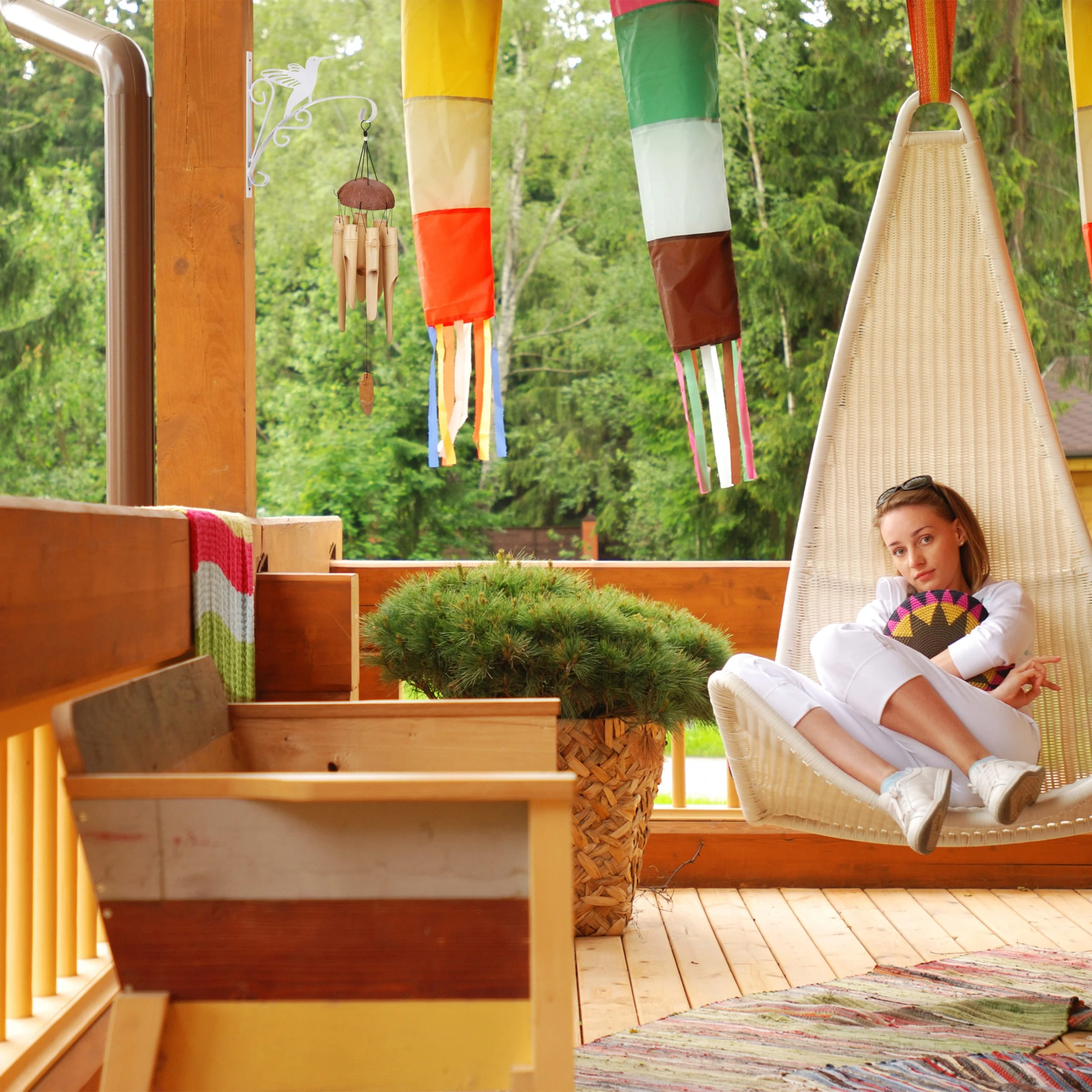 Relaxdays Blumenampelhalterung "Vogel" In Weiß – Bild 2