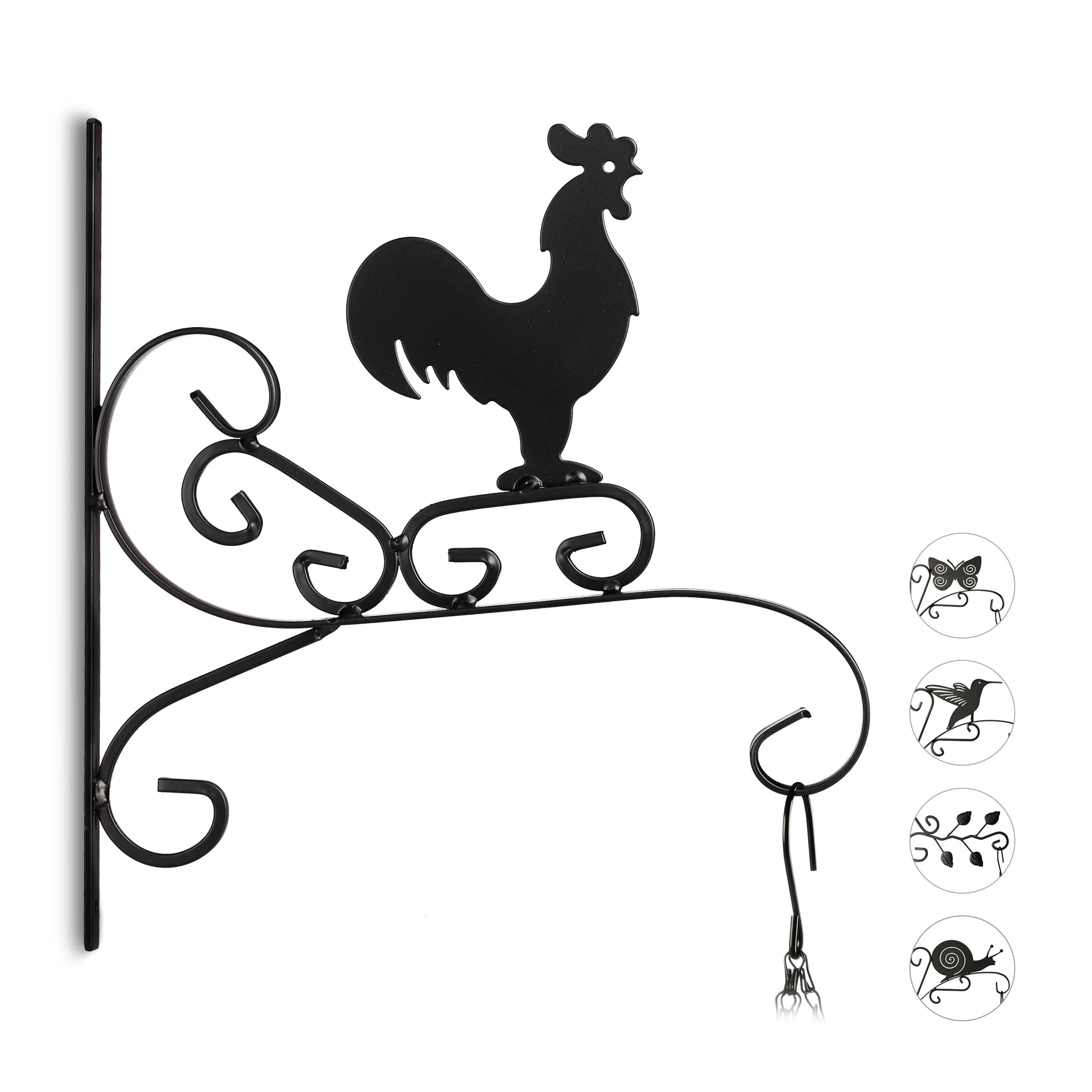 Relaxdays Blumenhaken "Hahn" In Schwarz