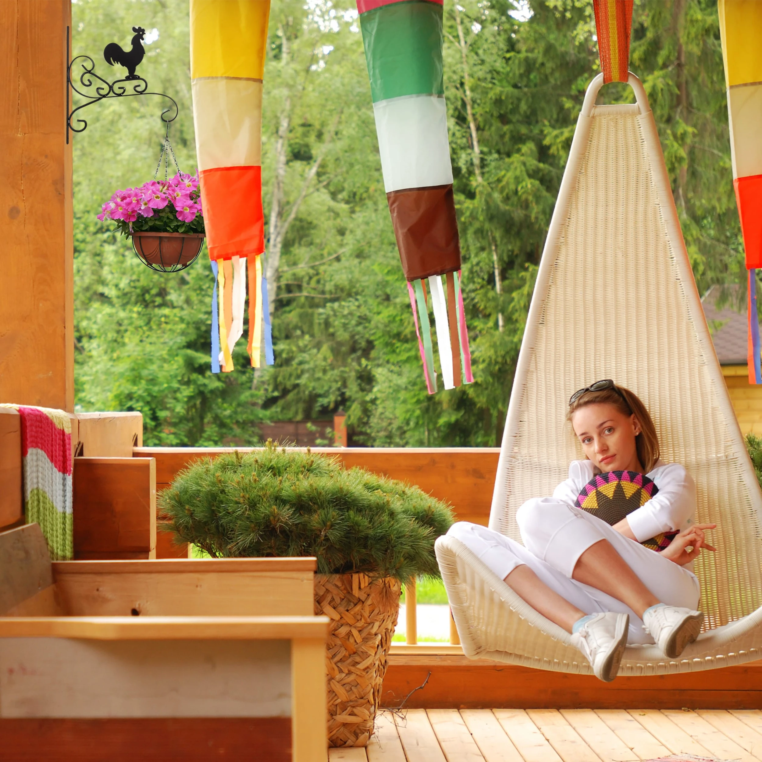 Relaxdays Blumenhaken "Hahn" In Schwarz – Bild 2