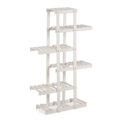 Relaxdays Blumenregal In Weiß - (B)81 X (H)125 X (T)25 Cm