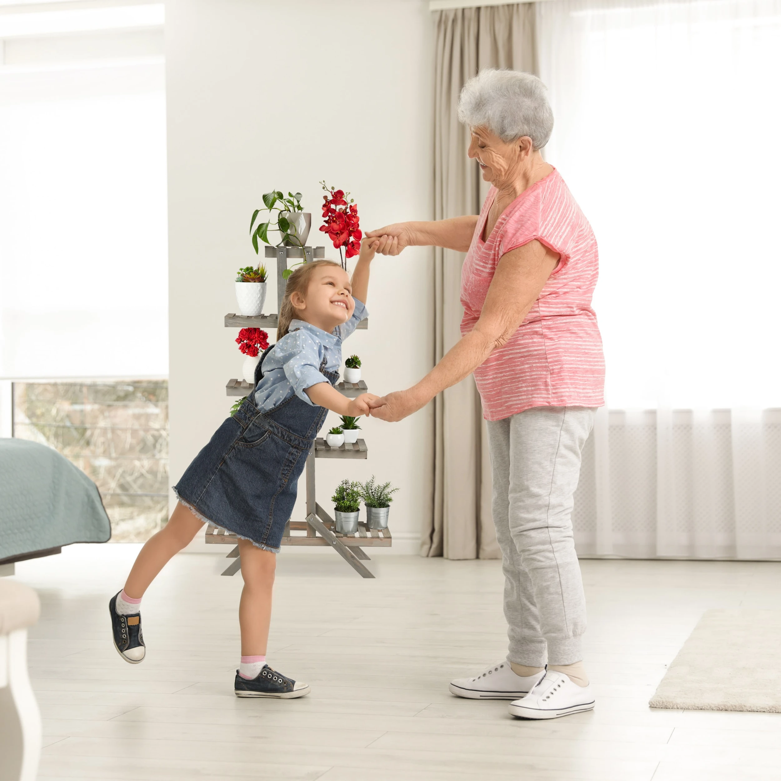 Relaxdays Blumentreppe In Grau - (B)83x (H)142 X (T)25 Cm – Bild 3