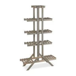 Relaxdays Blumentreppe In Grau - (B)83x (H)142 X (T)25 Cm