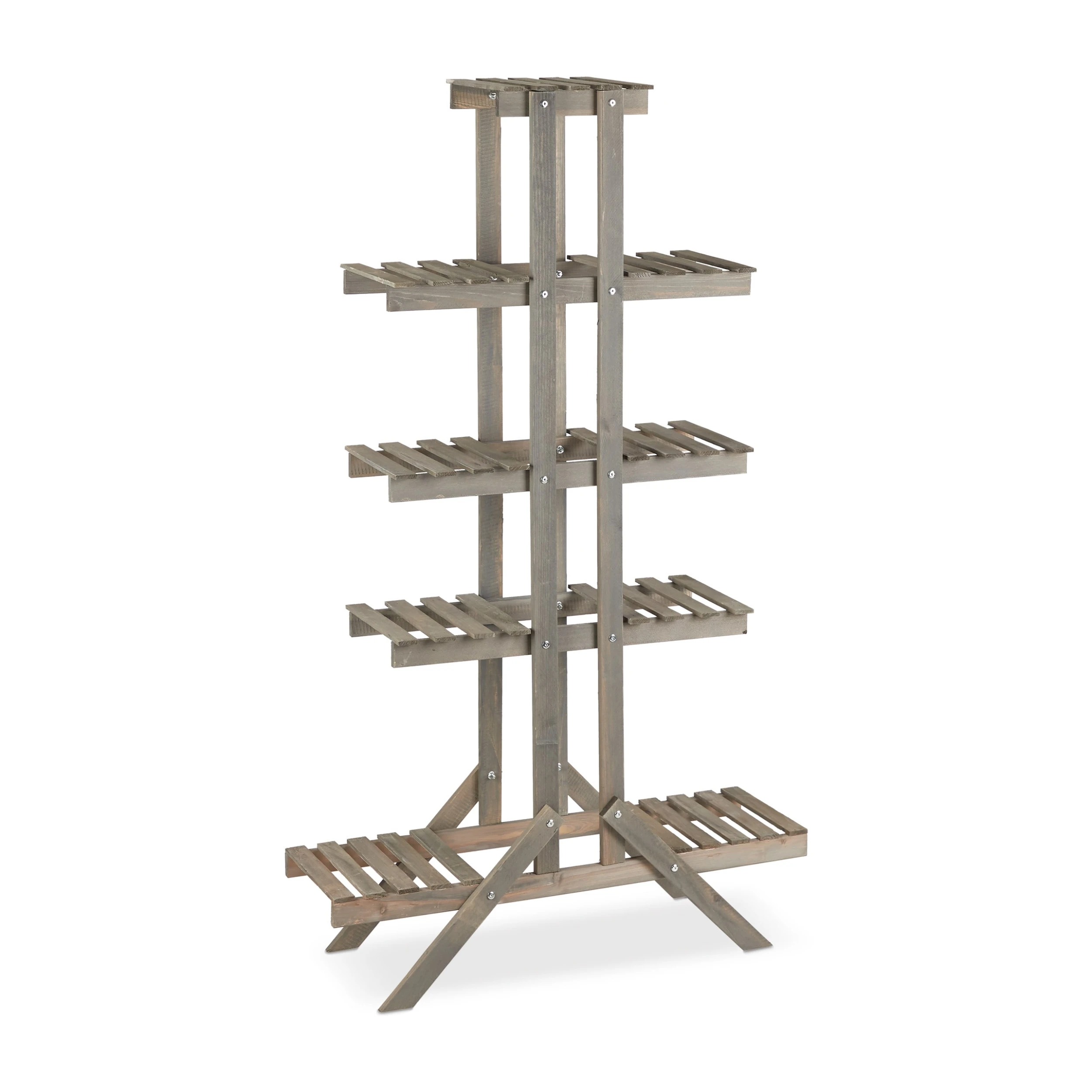 Relaxdays Blumentreppe In Grau - (B)83x (H)142 X (T)25 Cm