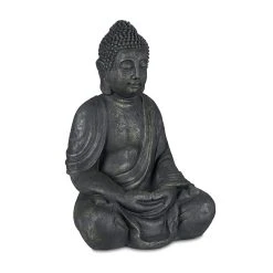 Relaxdays Buddha Figur In Anthrazit - (H)70 Cm