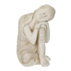 Relaxdays Buddha-Figur In Cremeweiß - (B)40,5 X (H)61 X (T)38 Cm