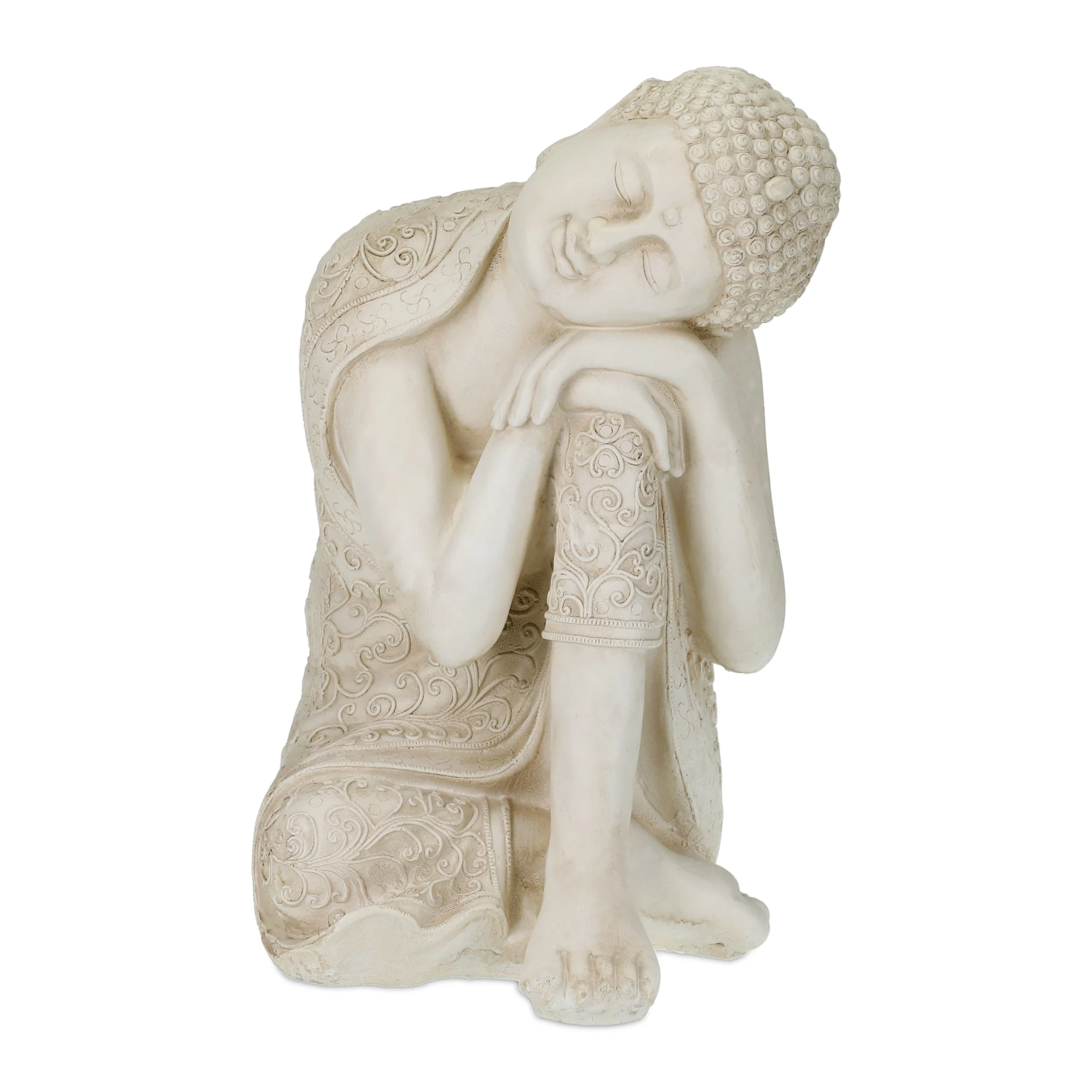 Relaxdays Buddha-Figur In Cremeweiß - (B)40,5 X (H)61 X (T)38 Cm – Bild 8