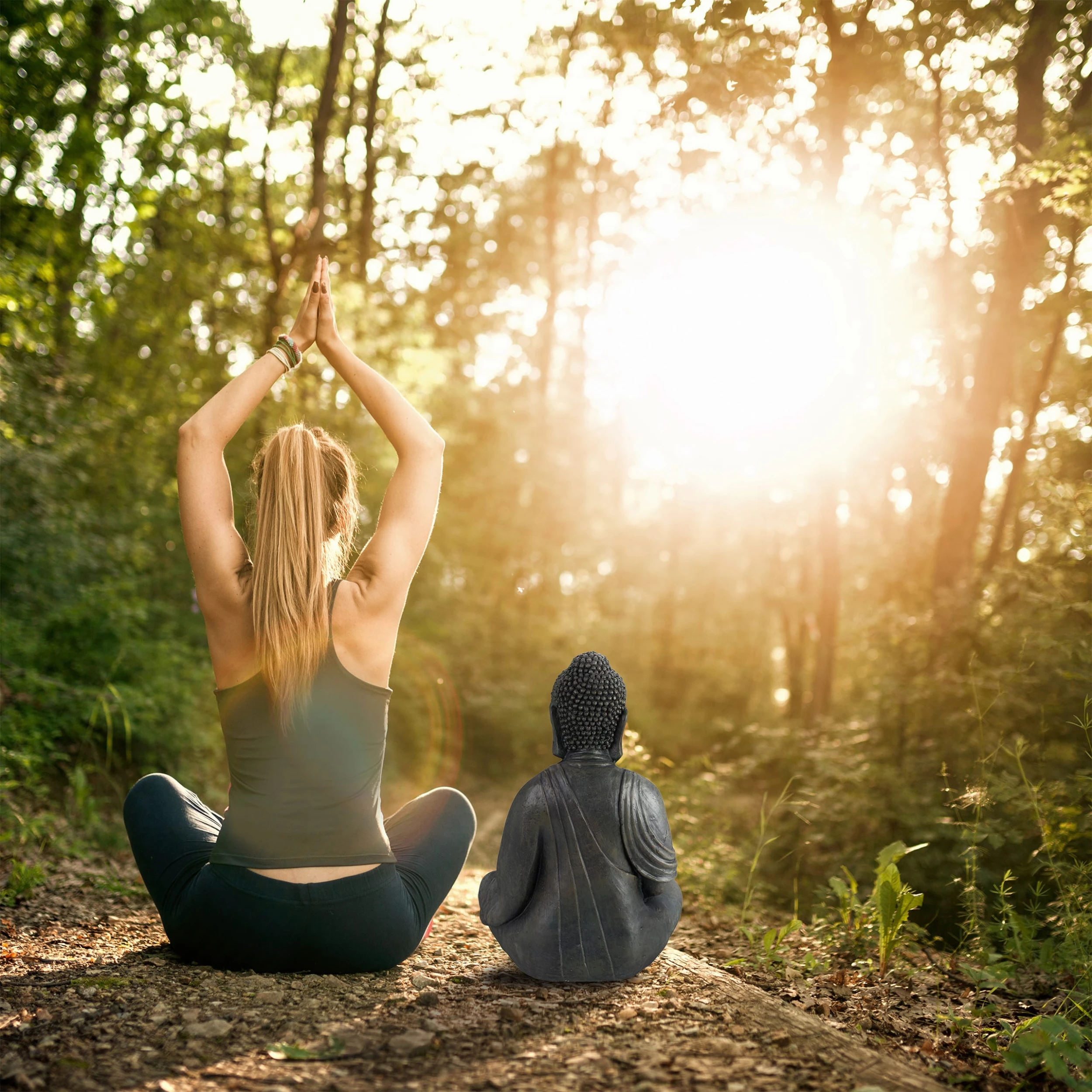 Relaxdays Buddha Figur In Dunkelgrau - (H)50 Cm – Bild 3