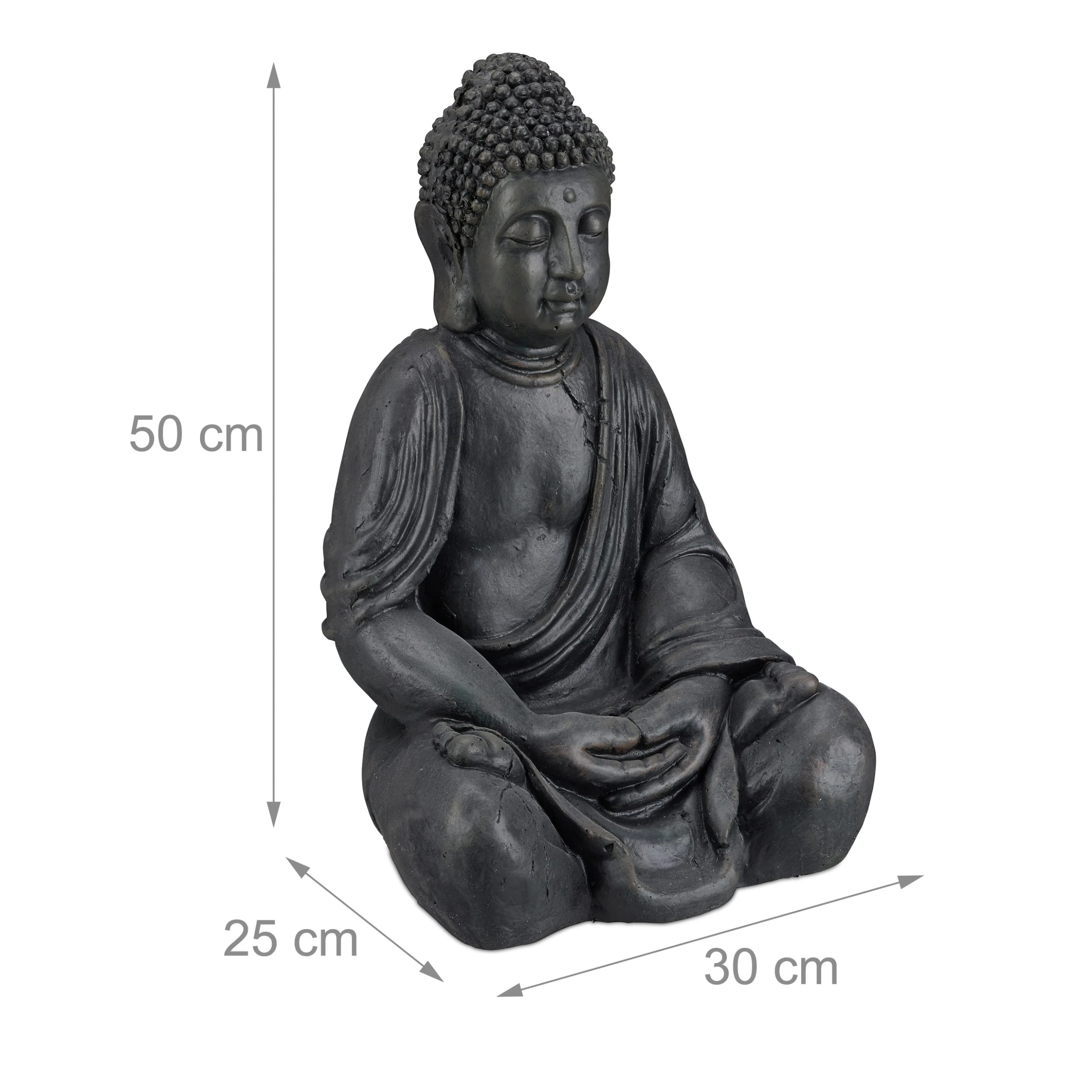 Relaxdays Buddha Figur In Dunkelgrau - (H)50 Cm – Bild 4