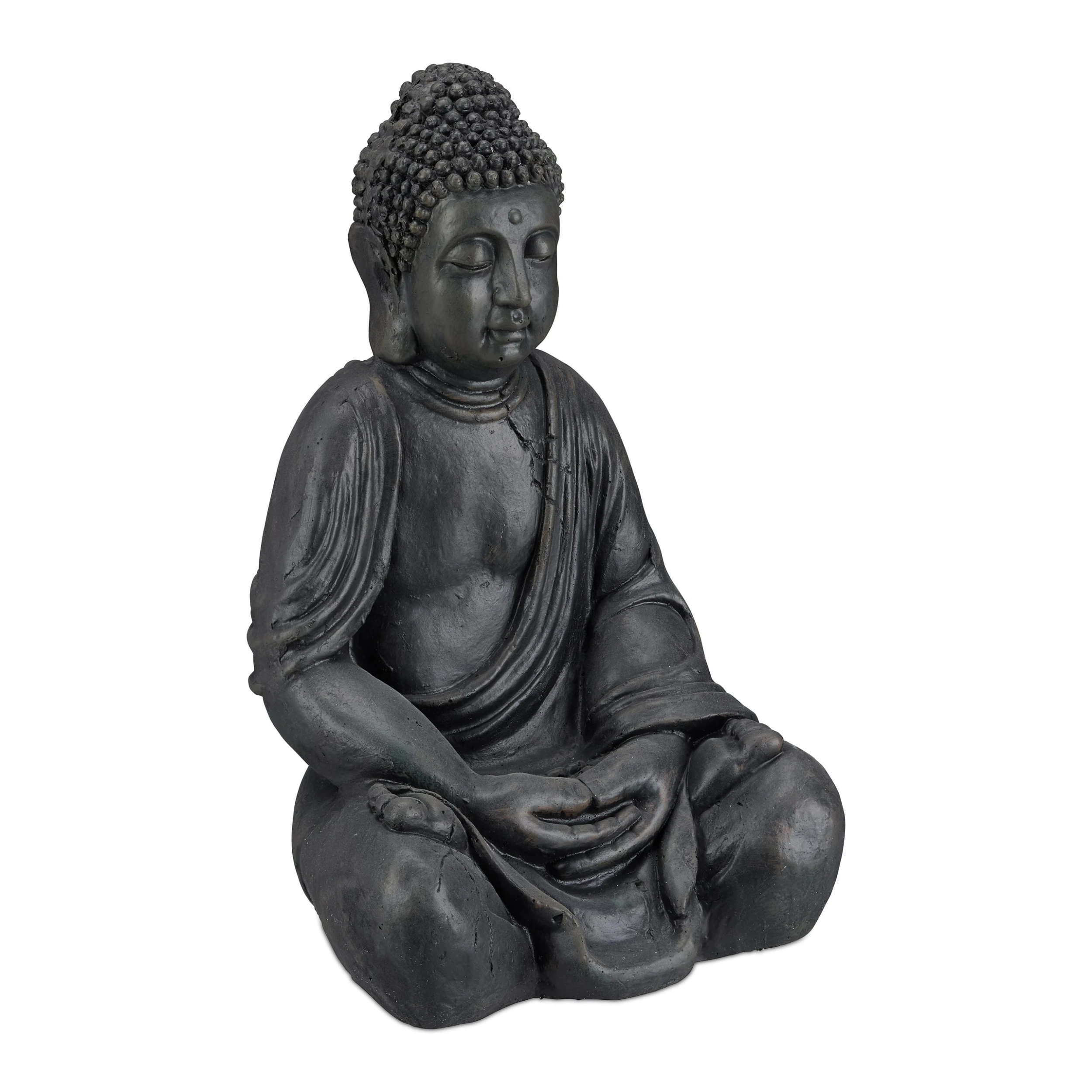 Relaxdays Buddha Figur In Dunkelgrau - (H)50 Cm