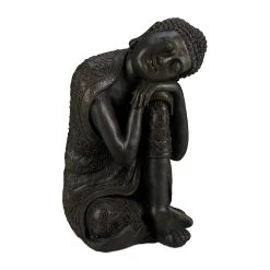 Relaxdays Buddha Figur In Dunkelgrau - (H)60 Cm