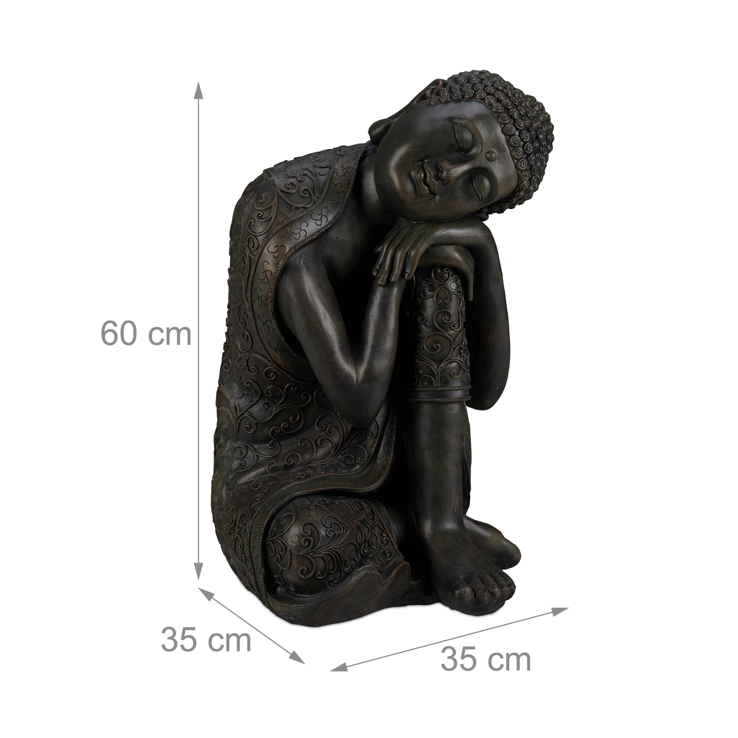 Relaxdays Buddha Figur In Dunkelgrau - (H)60 Cm – Bild 4