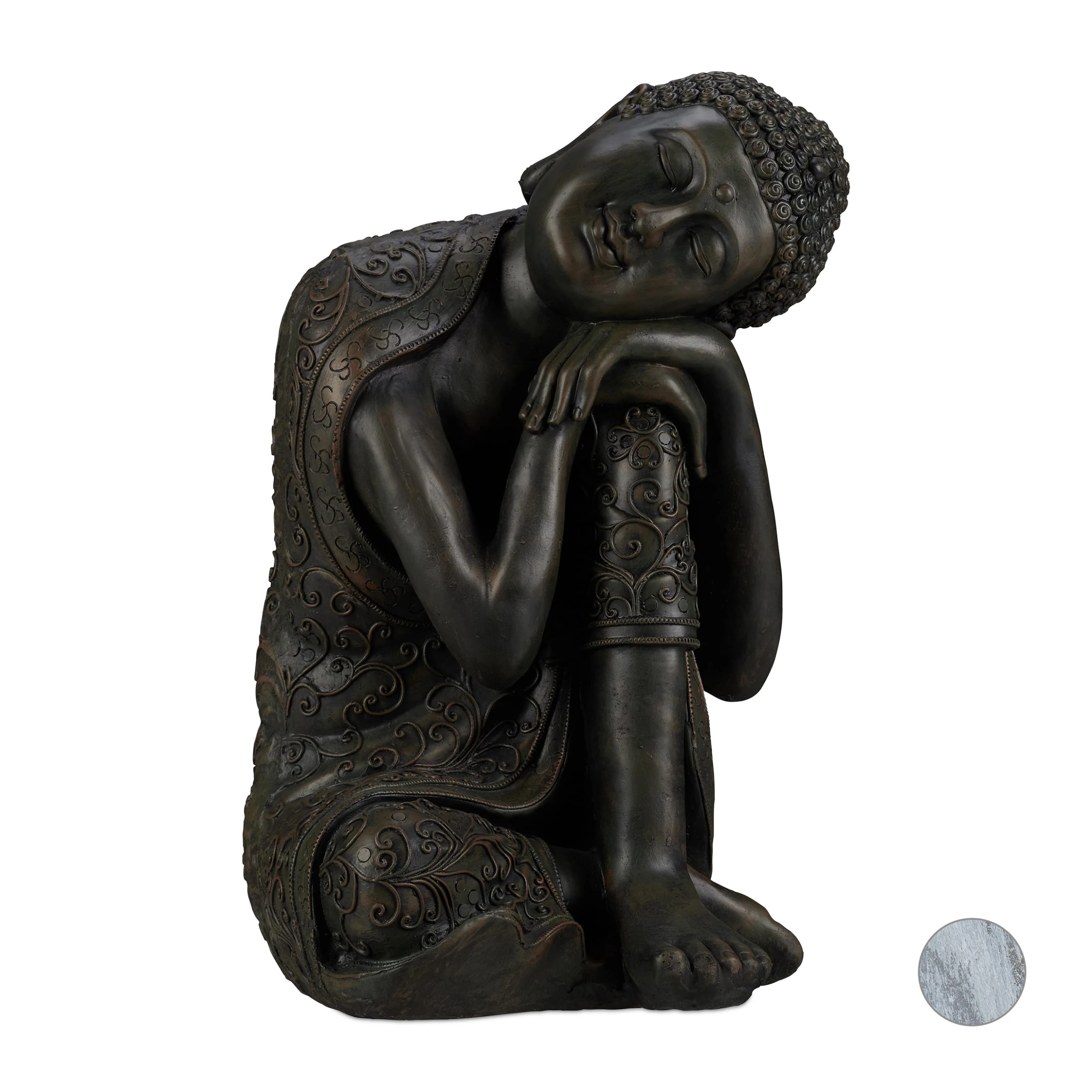 Relaxdays Buddha Figur In Dunkelgrau - (H)60 Cm – Bild 8